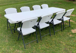 8 FT. FOLDING TABLE & 8 CHAIRS